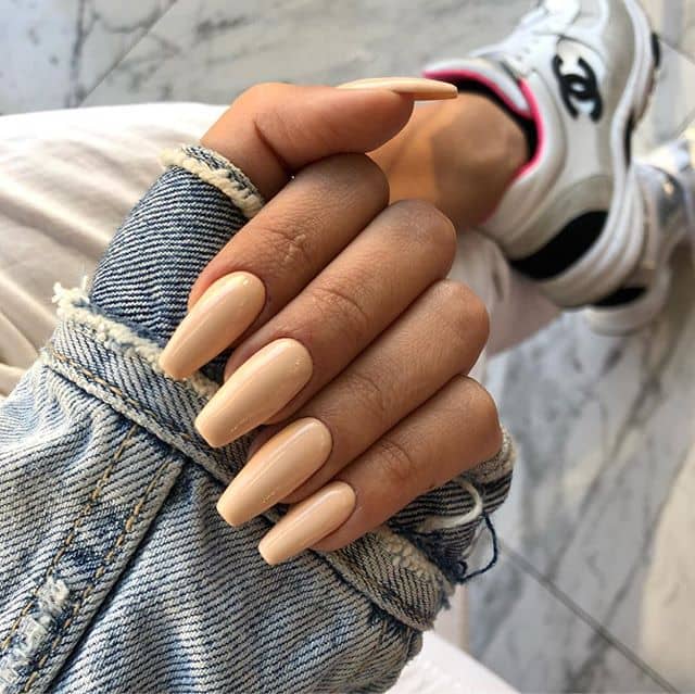 Cute Tan Nails with a Shine