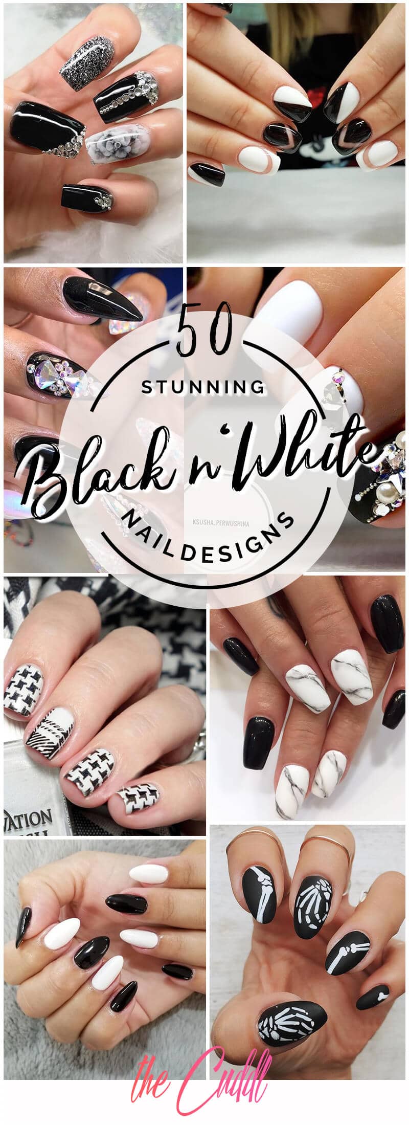 50 Stunning Black and White Nail Designs that Are Easy to Create