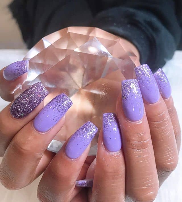 Lavender Glitter Ombre Nail Designs