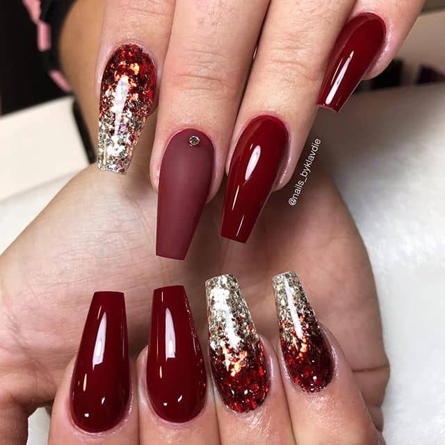 Red Glitter Ombre Nail Design