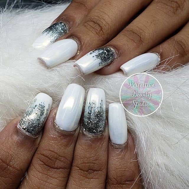 Awesome White and Silver Glitter Ombre