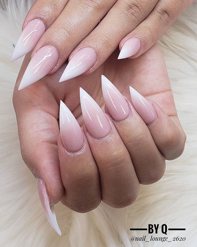 Cute Pointed Light Pink Nail Design