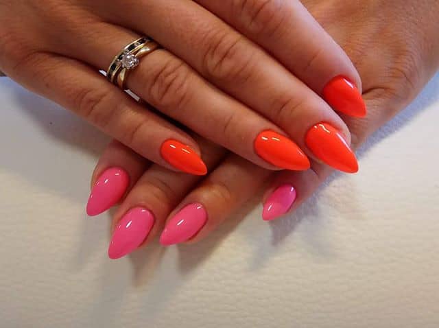 Pink and Tangerine Gel Dream Orange Nails