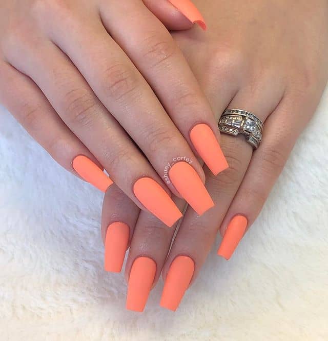 Trendy Matte Orange Nails