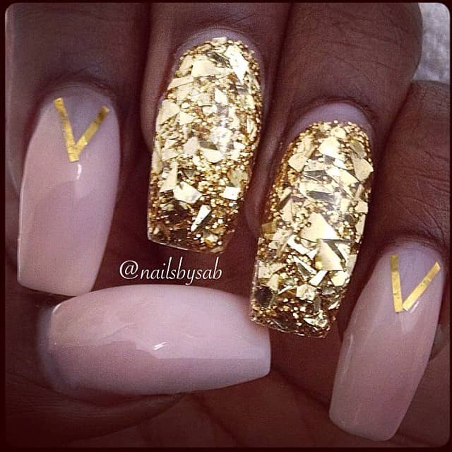 Nude and Gold Flake Make a Great Pair