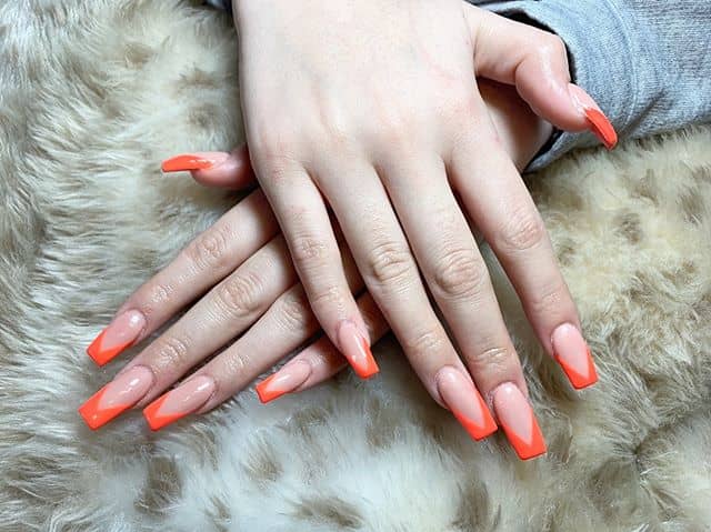 Nude Nails with Updated Orange French Tip