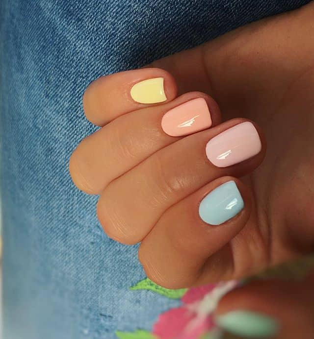 Cute and Simple Pastel Rainbow Orange Nails