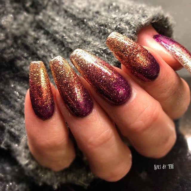 Golden Plum Gilded Ombre Nails