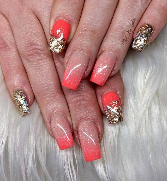 Beautiful Orange and Gold Nails