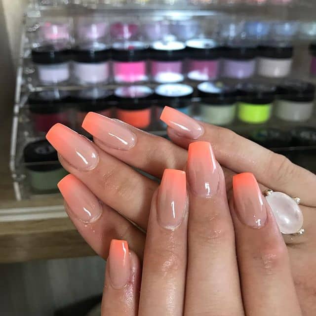 Square-tipped Acrylic Ombre Orange Nails