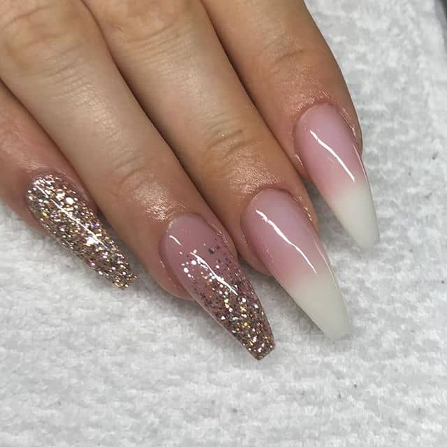 The Best Gold Glitter French Manicure Ombre