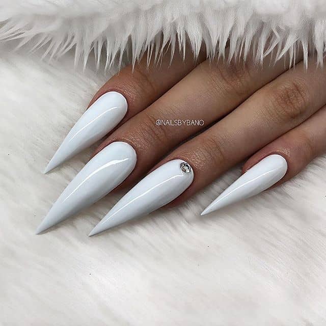Long and Swan-Like Pointy Acrylic Nails