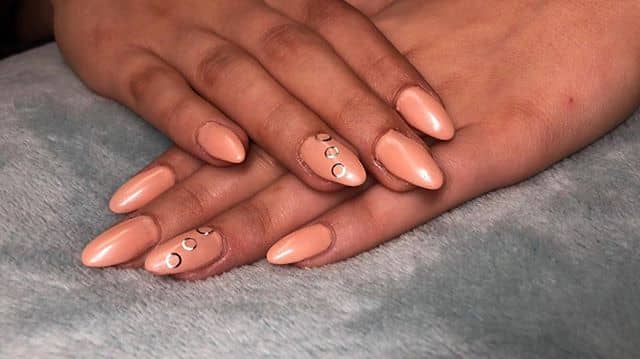 Burnt Orange Nails with Golden Circle Décor