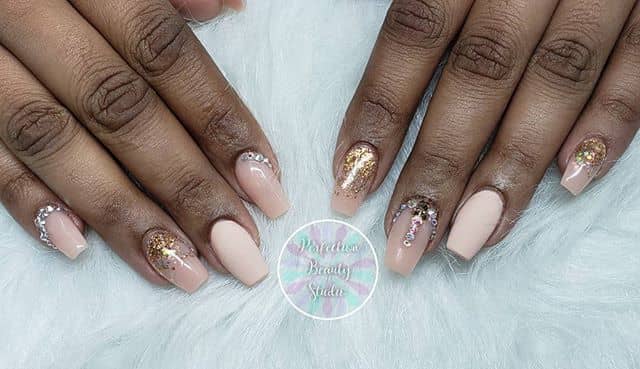 Peach and Gold Glitter Ombre Design