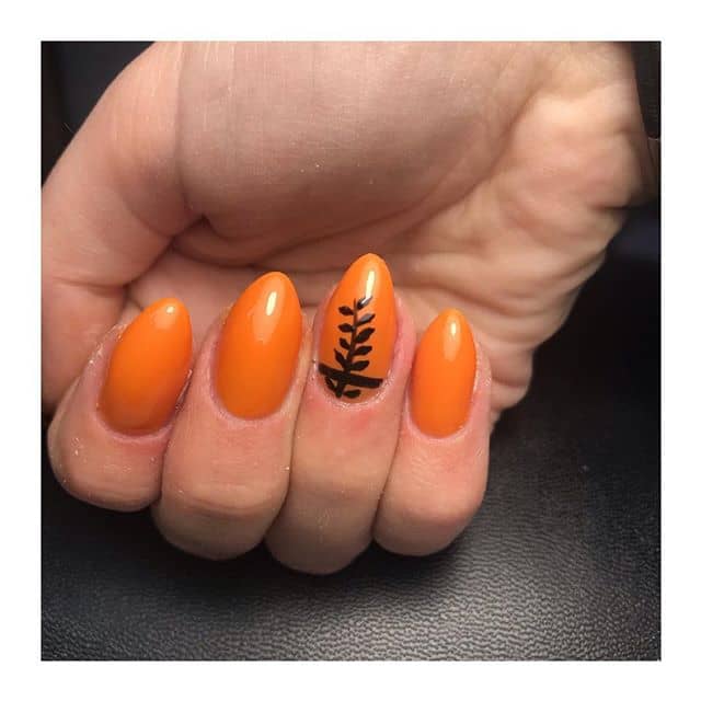 Brilliant, Botanical Black and Burnt Orange Nails