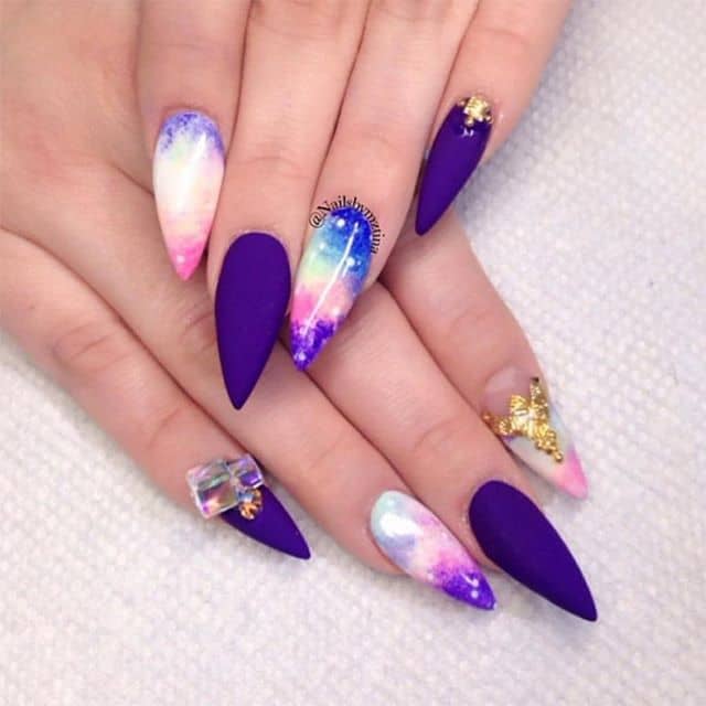 Cute Nails that Look Like the Evening Sky