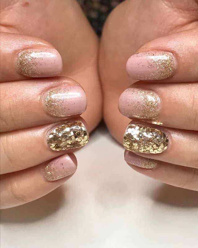 Champagne Rose Gold Glitter Nails