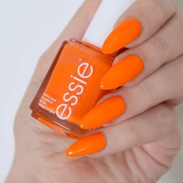 Bright Neon Orange Nails with a Bite