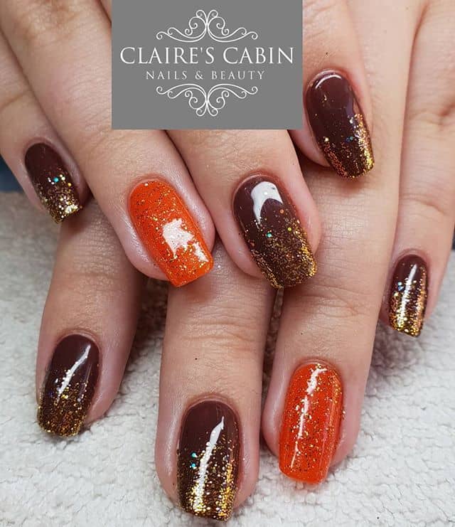 Nails Orange And Brown Image