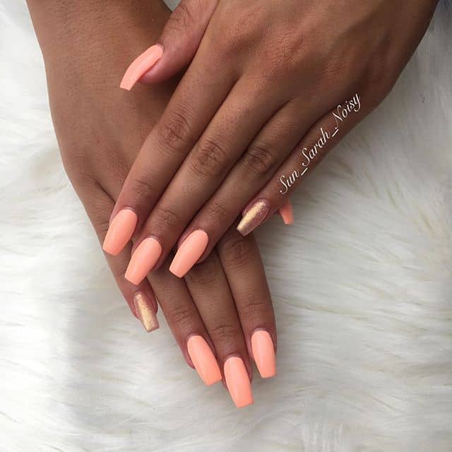 The Lightest Touch of Neon Orange Nails