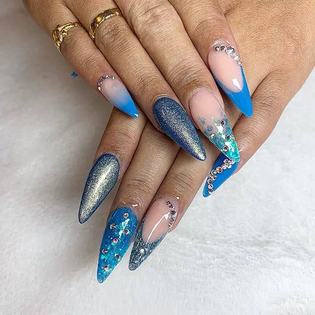 Blue Horizon Diamond Nails