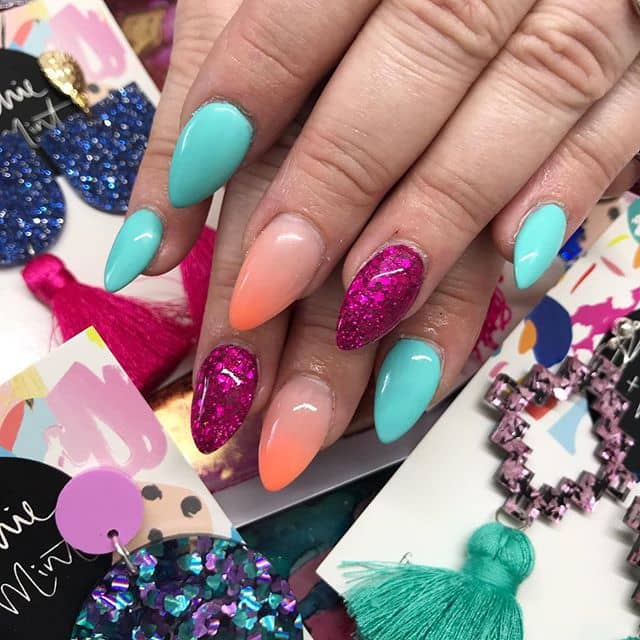 Bright and Bold Teardrop Neon Orange Nail Designs