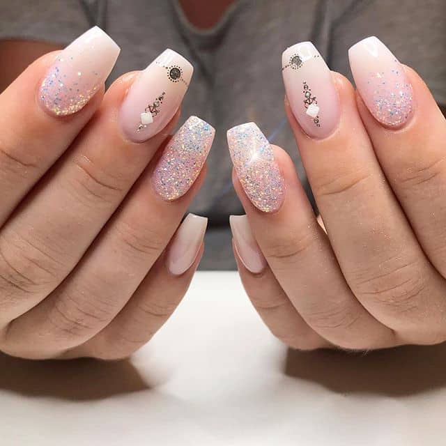 Soft Pink Glitter Ombre Nails