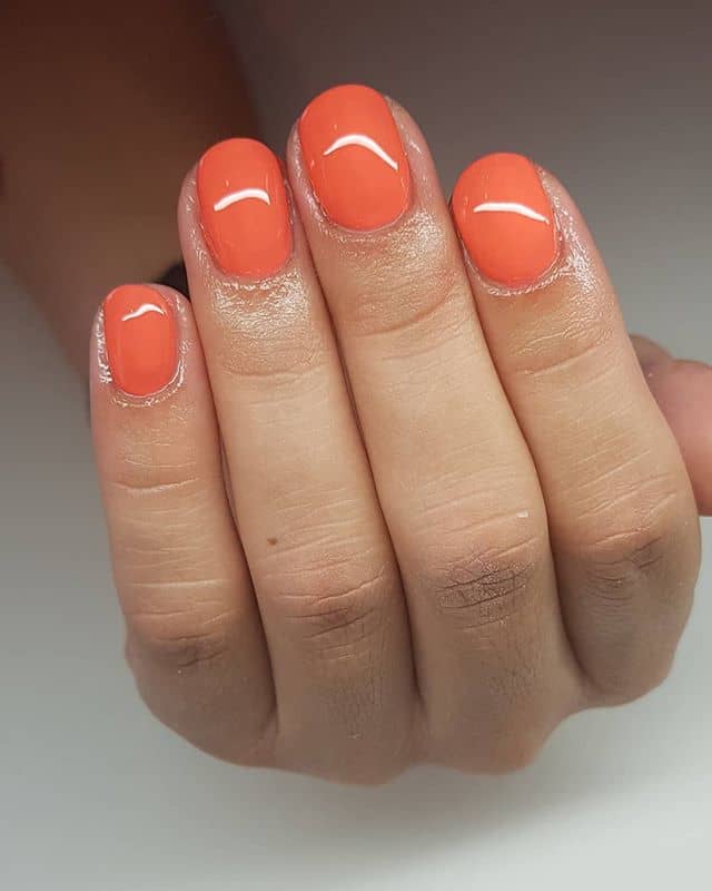 Short and to the Round Neon Orange Nail Designs