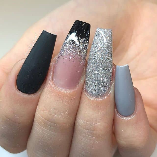 Grey Ombre with Silver Glitter