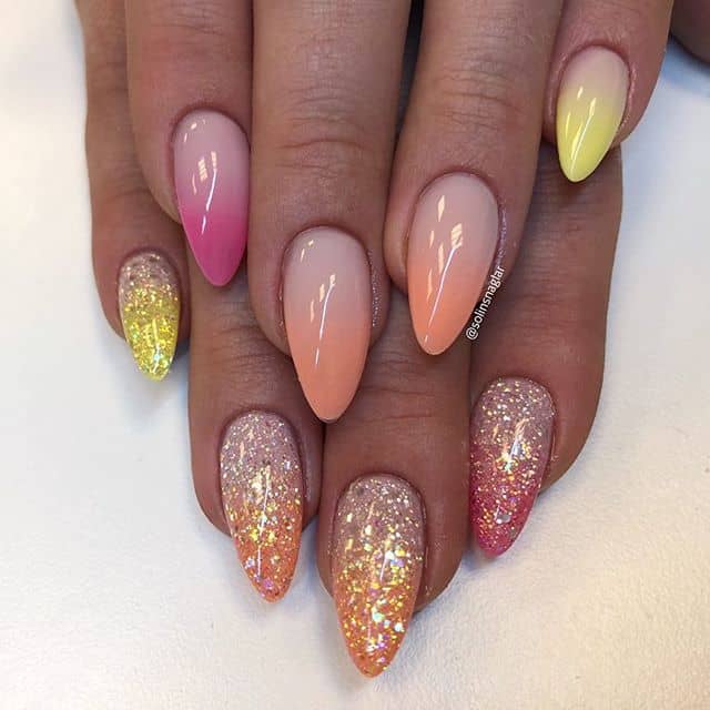 Lovely Gold Foil Peace Nails