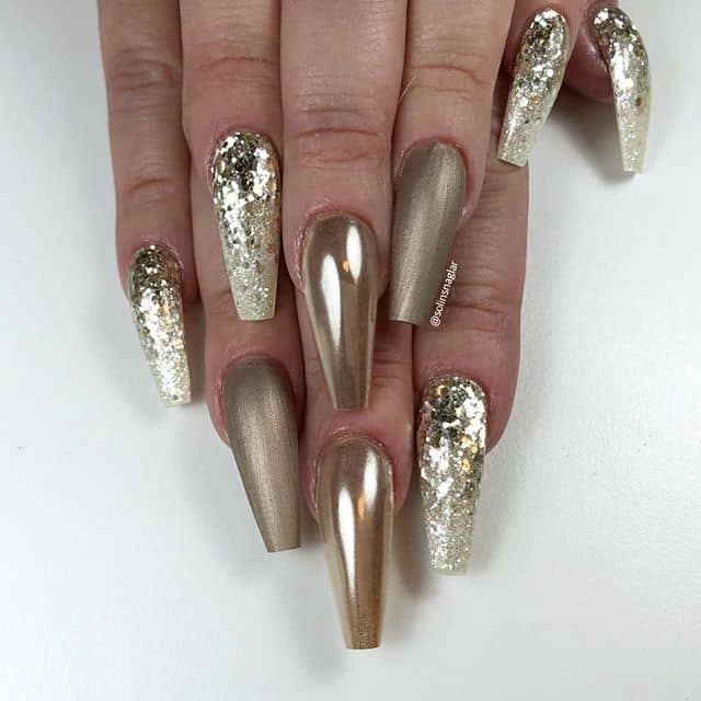 Bold Gold and Glitter Ombre Nails