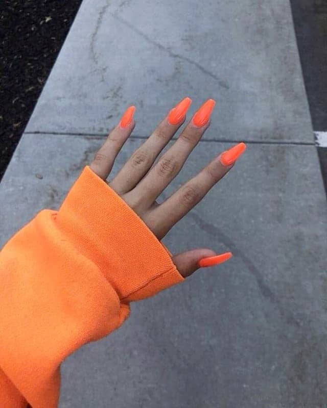 Long Orange Nails in Electrifying Orange