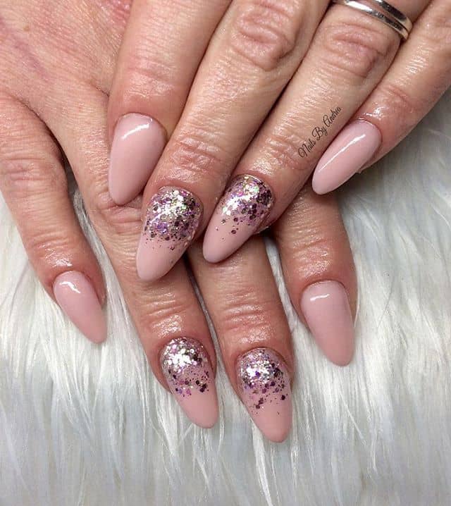 Nude Pink Glitter Ombre Manicure