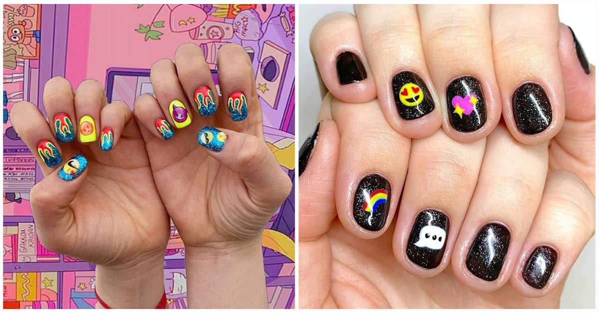 black painting nails emoji