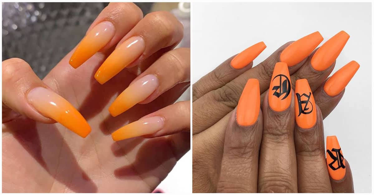 9. Burnt Orange Gel Nails with Geometric Design - wide 7