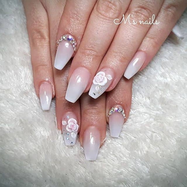 Stylish and Muted Ombre Babyboomer Acrylic Nails