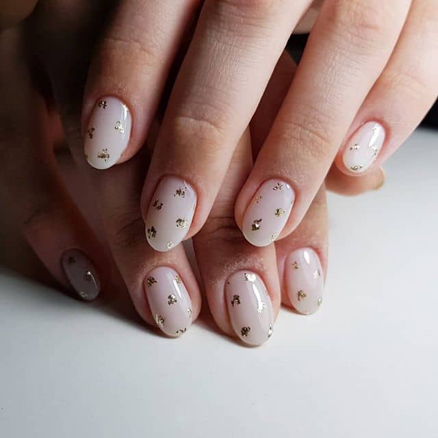 Subtle and Casual Gold Leaf Nails