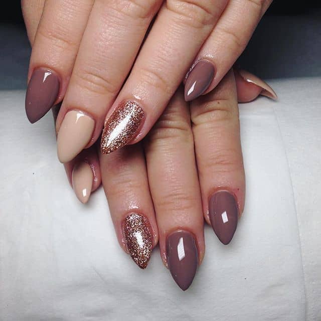 Mauve and Nude Mountain Peak Nails with Acrylic