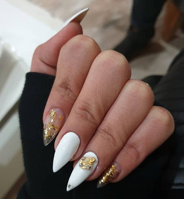 Sea-Inspired Gold Leaf Nails