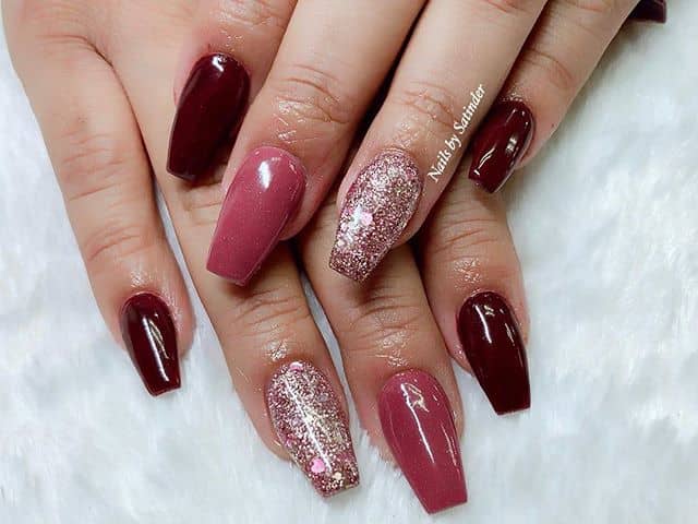 Beautiful Romantic Coffin Nails for a Date, Pretty Nail Shape, Coffin Shape