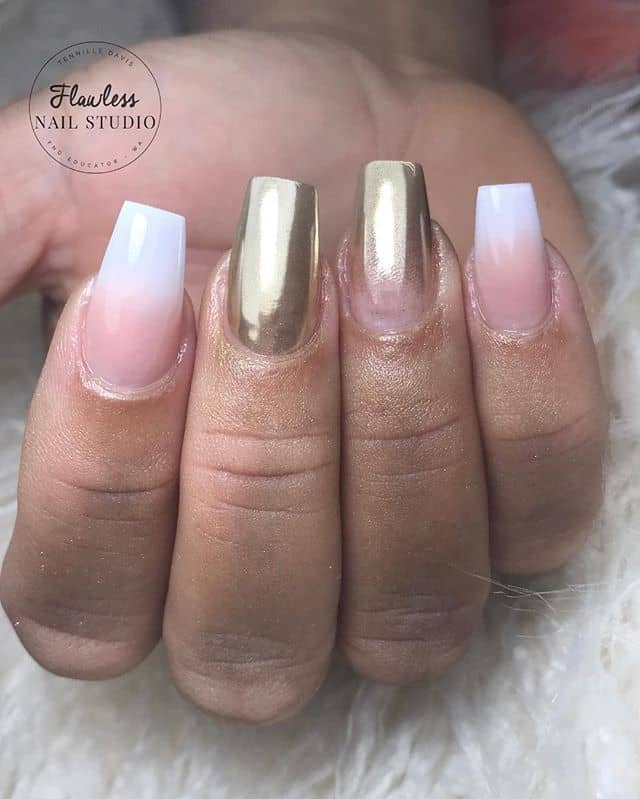 Sleek and Shiny Gold Gradient Nails