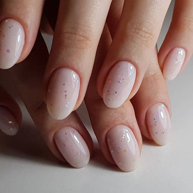 Lightly Sparkled Nude Pink Oval Princess Nails