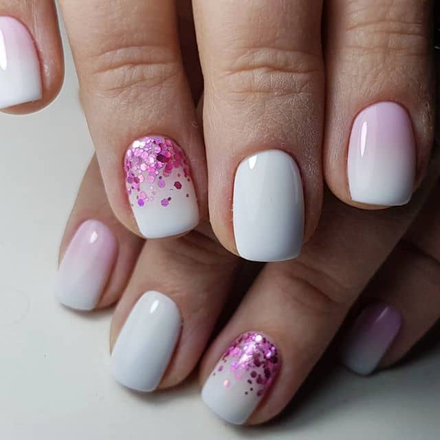 A Stylish Mani with a Pop of Pink