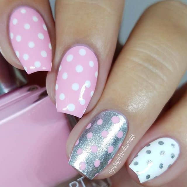 Cute Polka Dot Patterned Princess Nails