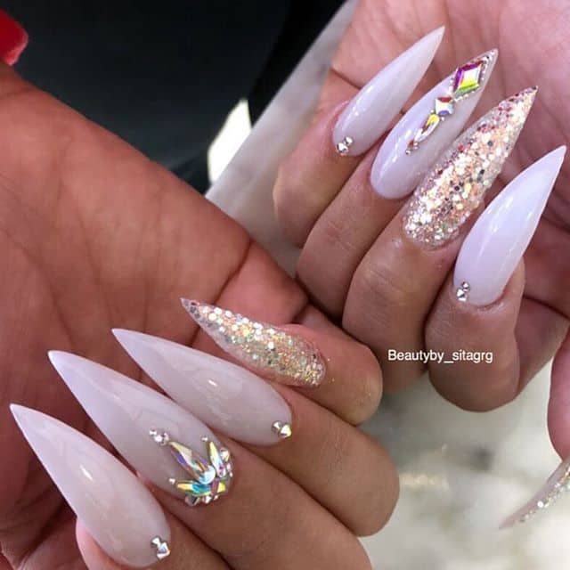 Edgy Bedazzled Stiletto Princess Nails