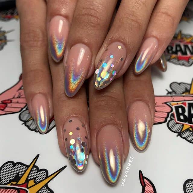 Trendy Holographic Prom Nail Art