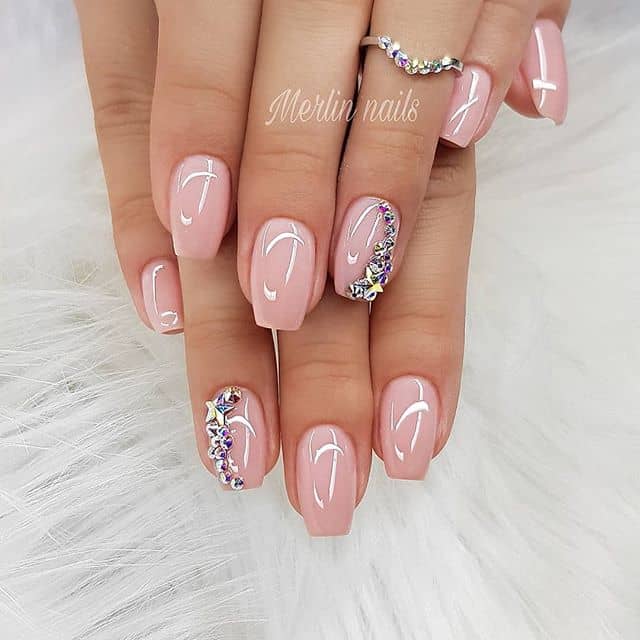 Classic Pink With a Twist Short Coffin Nails, Nail Art