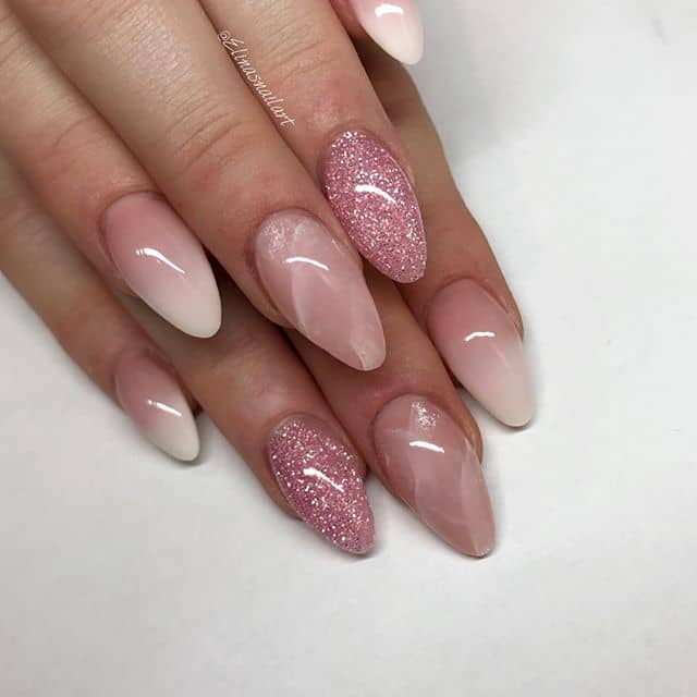 Soft Marbled Nails with Glitter Accents