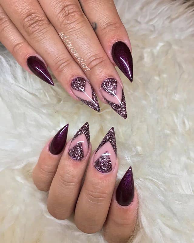 Best Edge Burgundy Nails with Alternate Chevrons