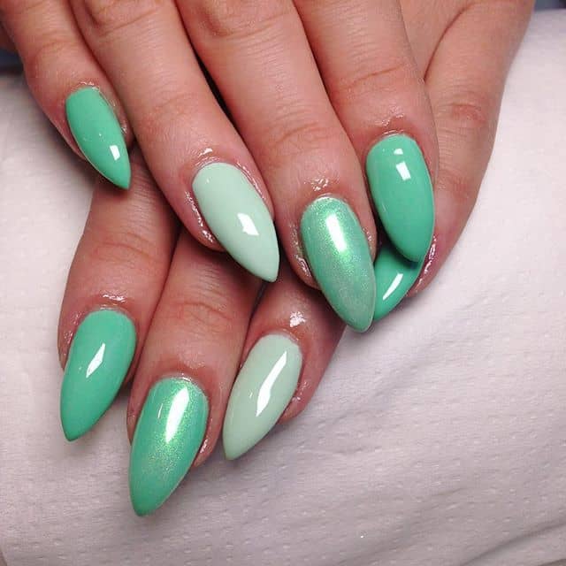 Almond Robin’s Egg Blue Mountain Peak Nail Ideas